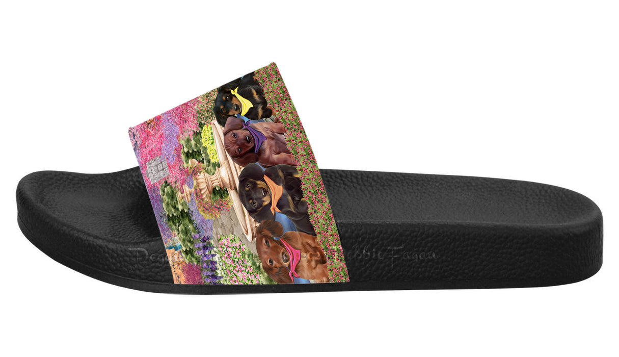 Floral Park Dachshund Dog Women's Slide Sandals