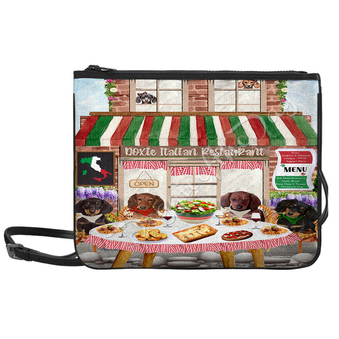 Doxie Italian Restaurant Dachshund Dog Slim Clutch Purse