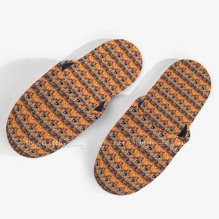 Furry Friends Barnyard Dachshund Dogs Women's Men and Kids Non-Slip Cotton Slippers Small Pattern