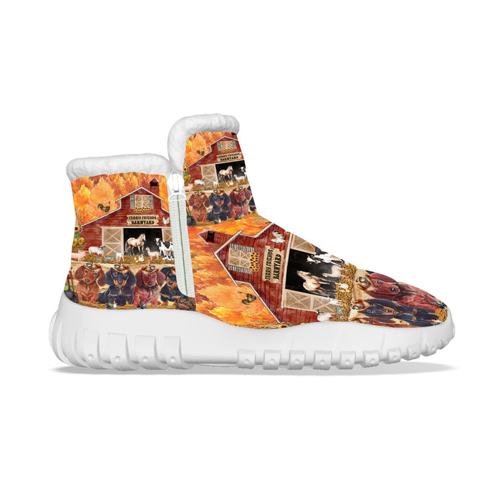 Furry Friends Barnyard Dachshund Dogs Snow Boots Full Image