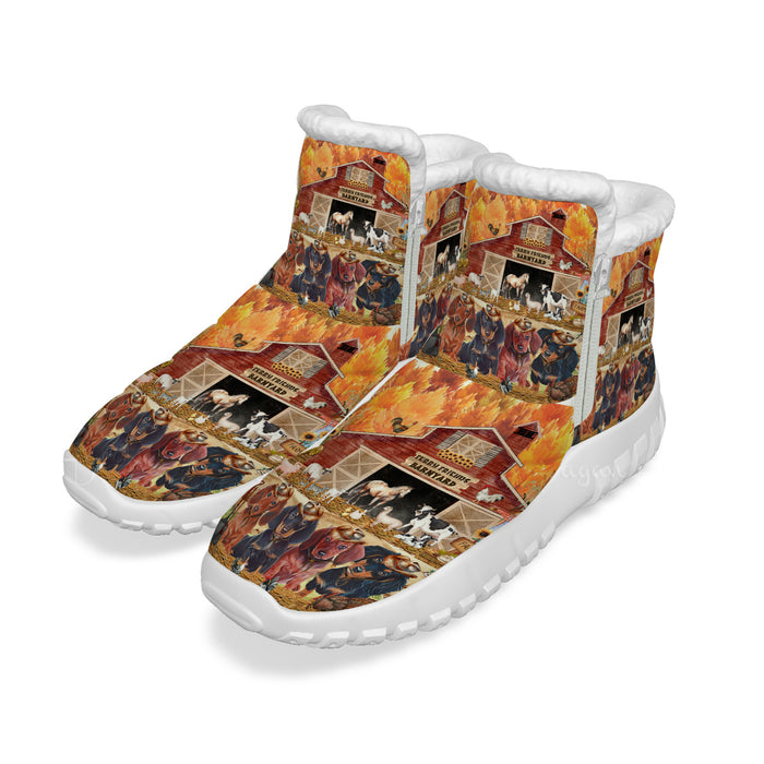 Furry Friends Barnyard Dachshund Dogs Snow Boots Full Image
