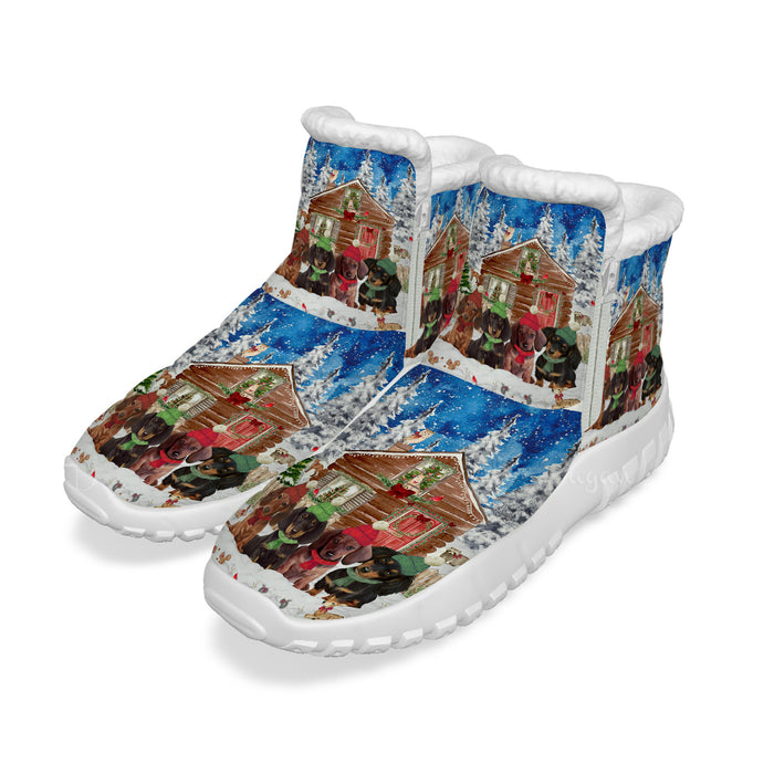 Dachshund Dogs Winter Cabin Snow Boots