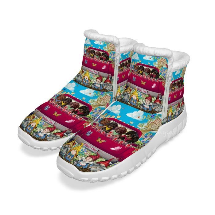 Dachshund Dogs Flower Explosion with Gnomes Pink Truck Snow Boots