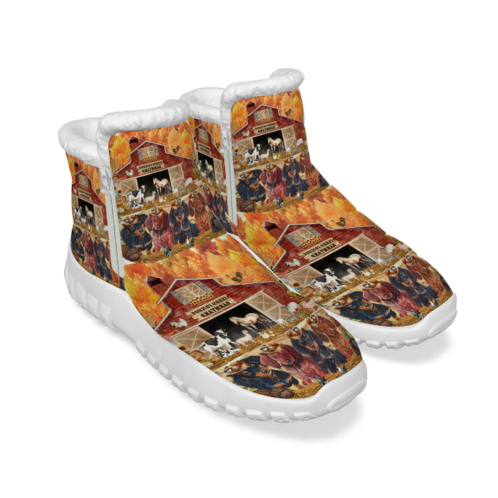 Furry Friends Barnyard Dachshund Dogs Snow Boots Full Image