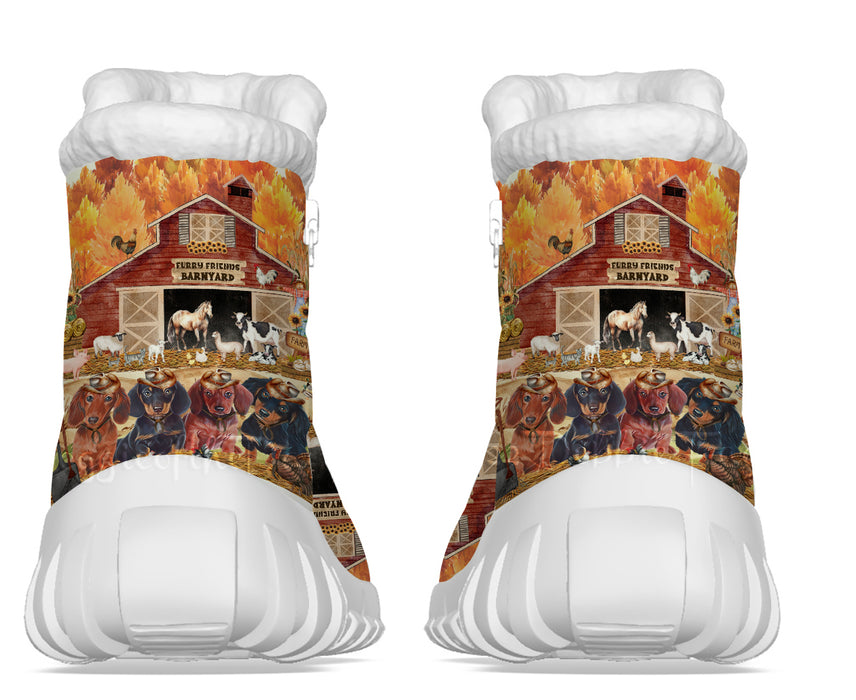 Furry Friends Barnyard Dachshund Dogs Snow Boots Full Image