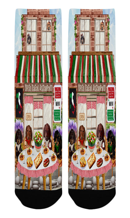 Dachshund Dogs Socks, Doxie Italian Restaurant, Pet Theme Socks for Men's Kids Women's