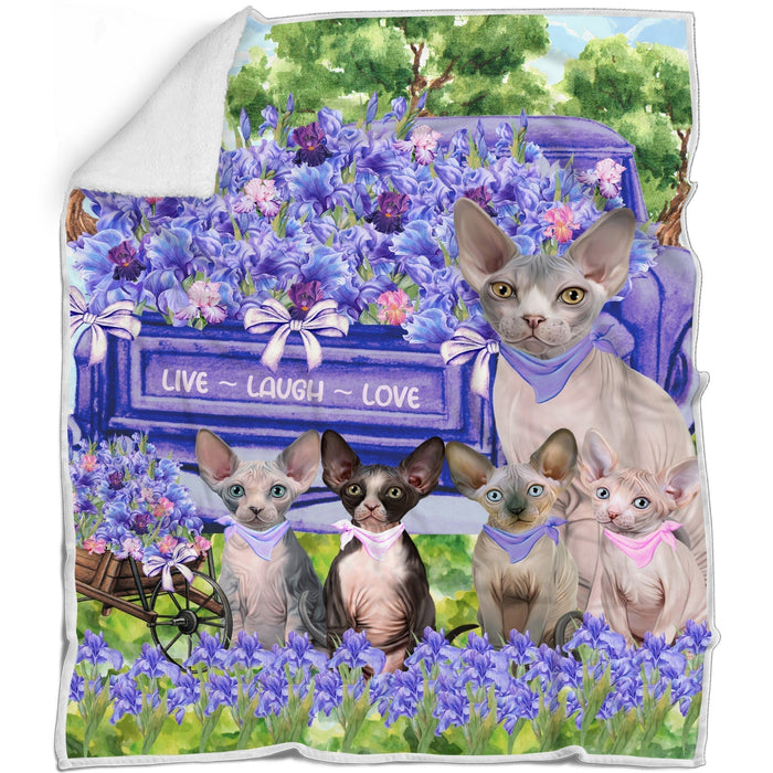 Sphynx Cat Bed Blanket, Explore a Variety of Designs, Custom, Soft and Cozy, Personalized, Throw Woven, Fleece and Sherpa, Gift for Pet and Cat Lovers