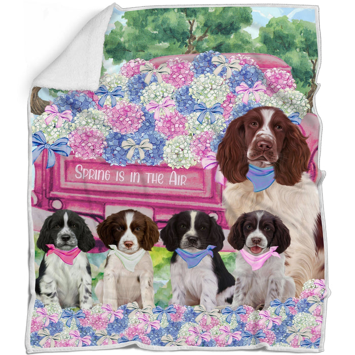Springer Spaniel Bed Blanket, Explore a Variety of Designs, Custom, Soft and Cozy, Personalized, Throw Woven, Fleece and Sherpa, Gift for Pet and Dog Lovers