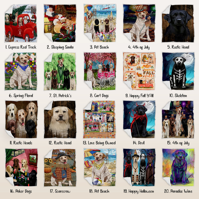 Labrador Retriever Dogs Blanket Personalized Dog Art Many Designs to Choose From - Lightweight Soft Cozy and Durable Bed Blanket - Animal Theme Fuzzy Blanket for Sofa Couch Halloween Christmas Easter Fall Flags Unique Pet Artwork