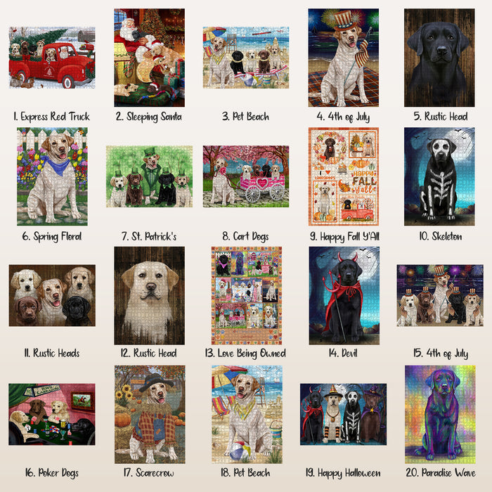 Labrador Dogs Portrait Jigsaw Puzzle for Adults Personalized Custom Artwork Many Designs to Choose From Animal Interlocking Puzzle Game Unique Gift for Dog Lover's with Metal Tin Box Halloween Christmas Easter Fall Flags Unique Pet Artwork