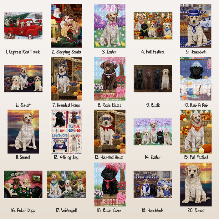 Labrador Dogs Portrait Jigsaw Puzzle for Adults Personalized Custom Artwork Many Designs to Choose From Animal Interlocking Puzzle Game Unique Gift for Dog Lover's with Metal Tin Box Halloween Christmas Easter Fall Flags Unique Pet Artwork