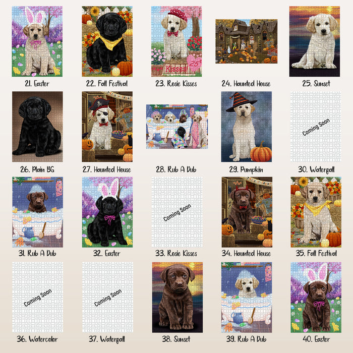 Labrador Dogs Portrait Jigsaw Puzzle for Adults Personalized Custom Artwork Many Designs to Choose From Animal Interlocking Puzzle Game Unique Gift for Dog Lover's with Metal Tin Box Halloween Christmas Easter Fall Flags Unique Pet Artwork