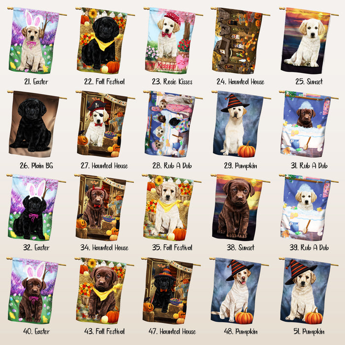Labrador Dogs House Flag Personalized Dog Art Many Designs to Choose From Outdoor Decorative Double Sided Pet Portrait Weather Resistant Home Decorative Flags 100% Polyester Halloween Christmas Easter Fall Flags