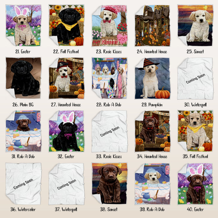 Labrador Retriever Dogs Blanket Personalized Dog Art Many Designs to Choose From - Lightweight Soft Cozy and Durable Bed Blanket - Animal Theme Fuzzy Blanket for Sofa Couch Halloween Christmas Easter Fall Flags Unique Pet Artwork