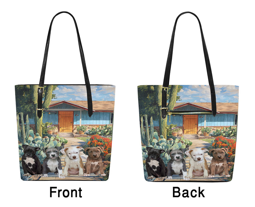 “Sass, Sun & Snouts” – Arizona Cactus & Pit Bull Dogs – Euramerican Tote Bag for the Bold Dog Mom