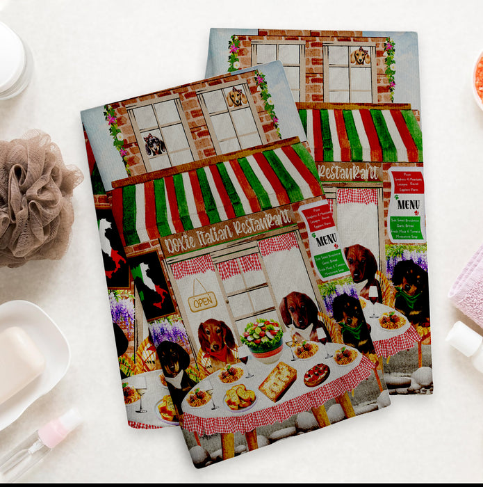 Doxie Italian Restaurant Dachshund Dog Kitchen Bathroom Towels