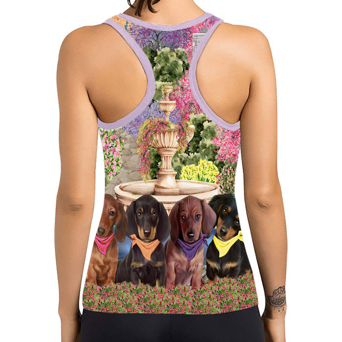 Floral Park Dachshund Dog Women's Racerback Tank Top