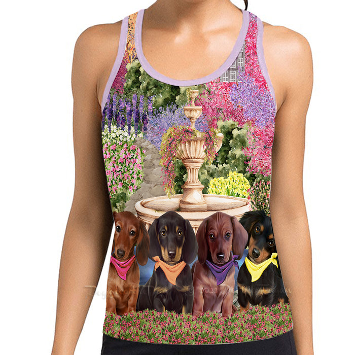 Floral Park Dachshund Dog Women's Racerback Tank Top