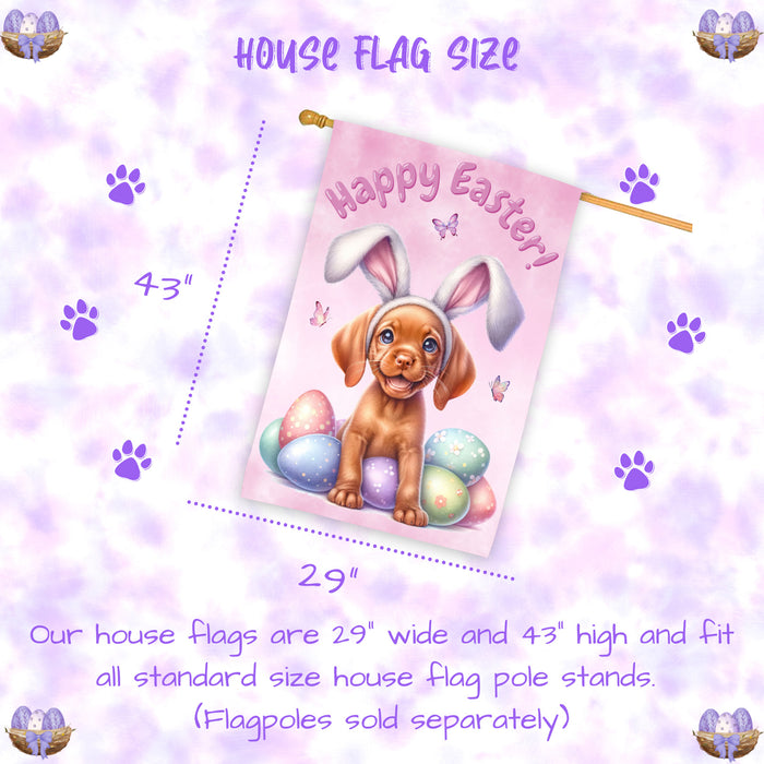Vizsla Spring Easter Puppy House Flag Home Outdoor Decorative Dog Flag Gifts 28x40 Inch Double-Sided