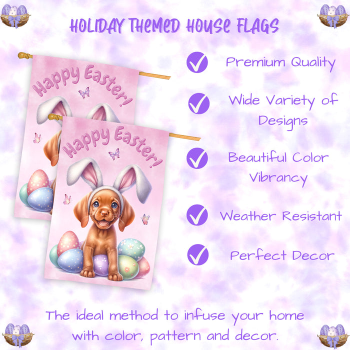 Vizsla Spring Easter Puppy House Flag Home Outdoor Decorative Dog Flag Gifts 28x40 Inch Double-Sided