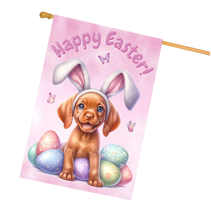 Vizsla Spring Easter Puppy House Flag Home Outdoor Decorative Dog Flag Gifts 28x40 Inch Double-Sided