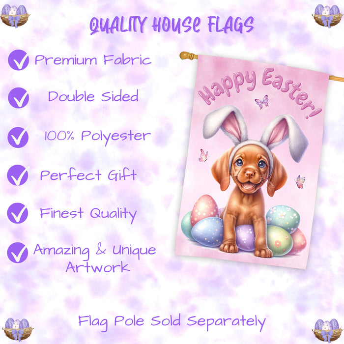 Vizsla Spring Easter Puppy House Flag Home Outdoor Decorative Dog Flag Gifts 28x40 Inch Double-Sided