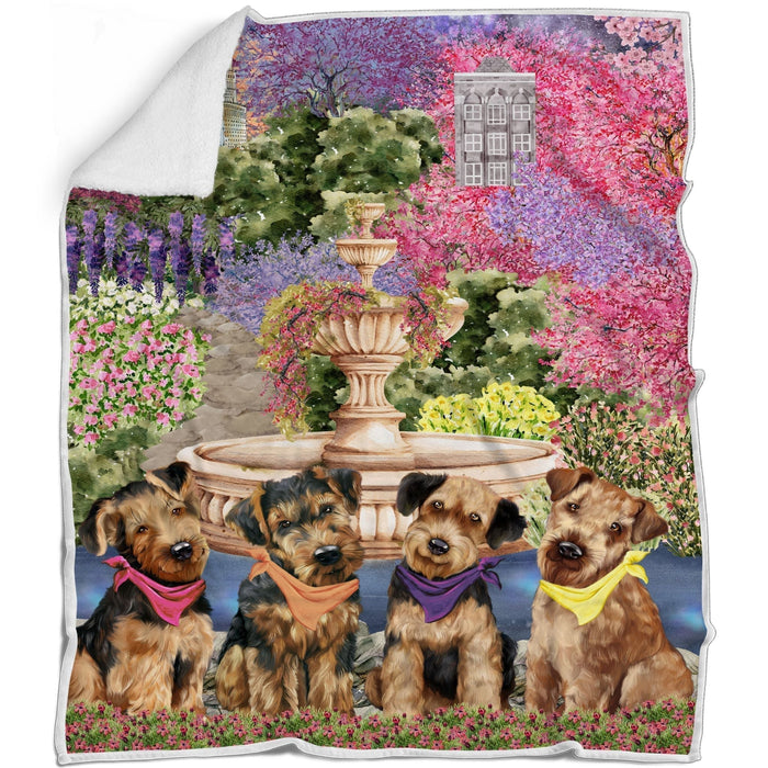 Airedale Terrier Blanket: Explore a Variety of Personalized Designs, Bed Cozy Sherpa, Fleece and Woven, Custom Dog Gift for Pet Lovers