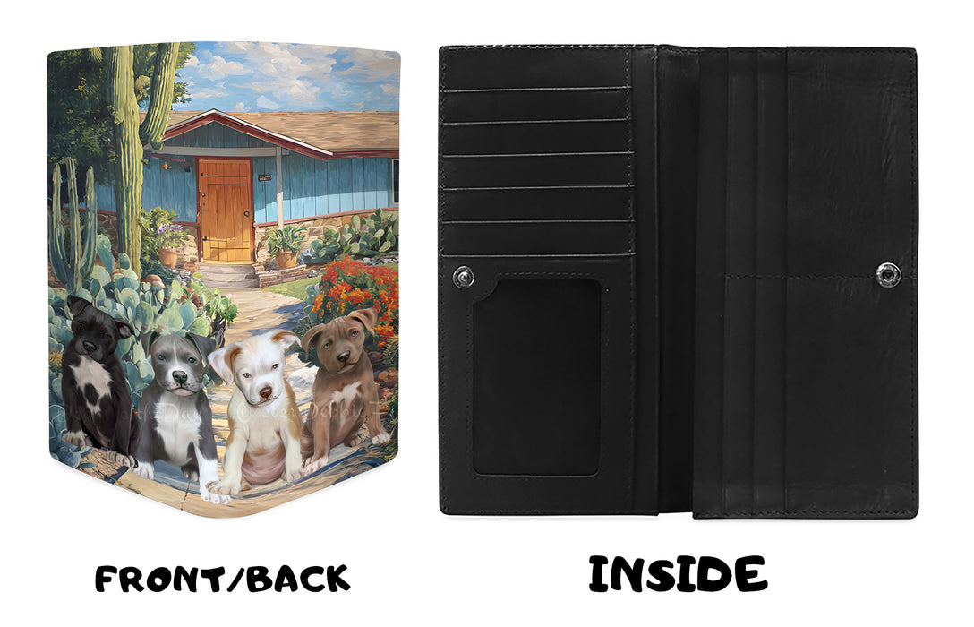 “Cactus Chic & Canine Cool” – Arizona Pit Bull Dogs Wallet with Boho Desert Flair