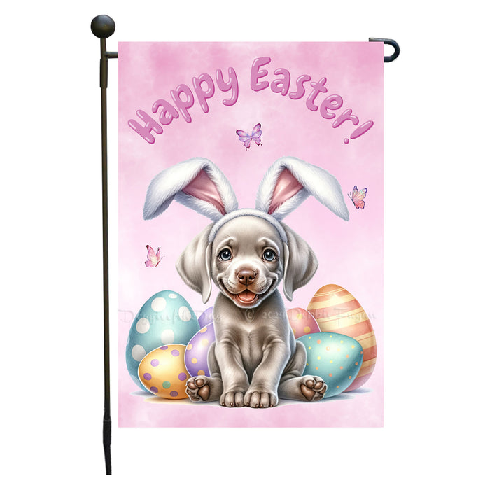 Weimaraner Easter Gift Garden Flag Dog Lovers Eggs Spring Outdoor Lawn Décor  12x18 Inch Single Side and Double Sided