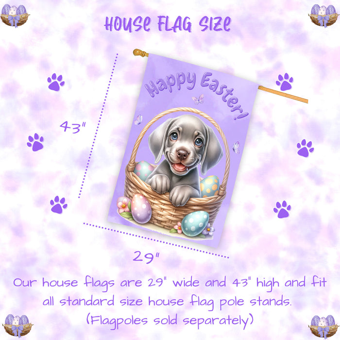 Weimaraner Easter Dog House Flag With Eggs Spring Home Decoration Gifts for Dad 28x40 Inch Double-Sided