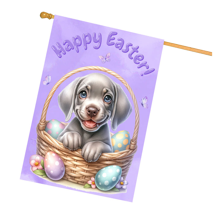 Weimaraner Easter Dog House Flag With Eggs Spring Home Decoration Gifts for Dad 28x40 Inch Double-Sided