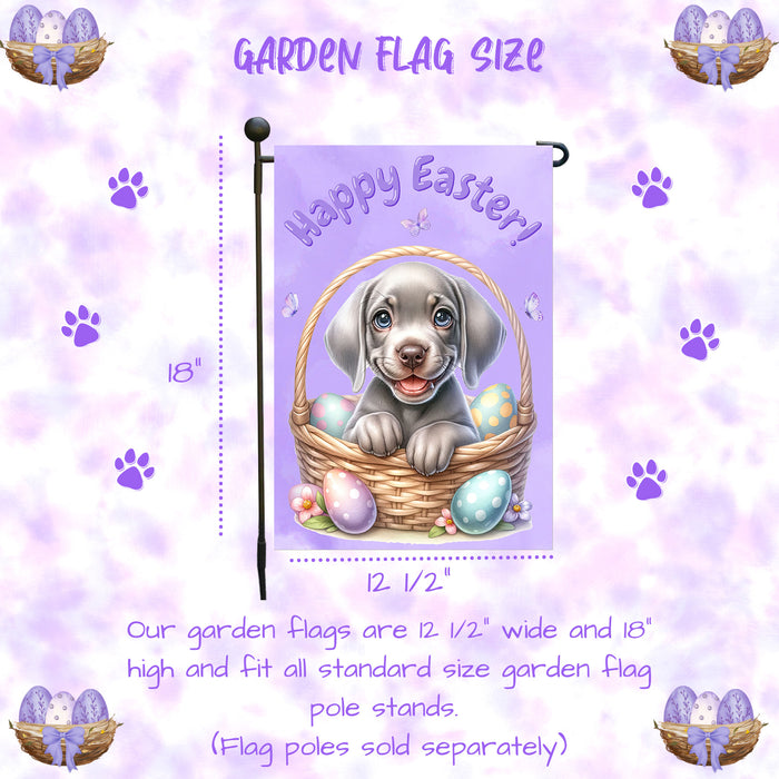 Weimaraner Dog Spring Garden Flag Easter Puppy Eggs Outdoor Yard Décor Gifts 12x18 Inch Single Side and Double Sided