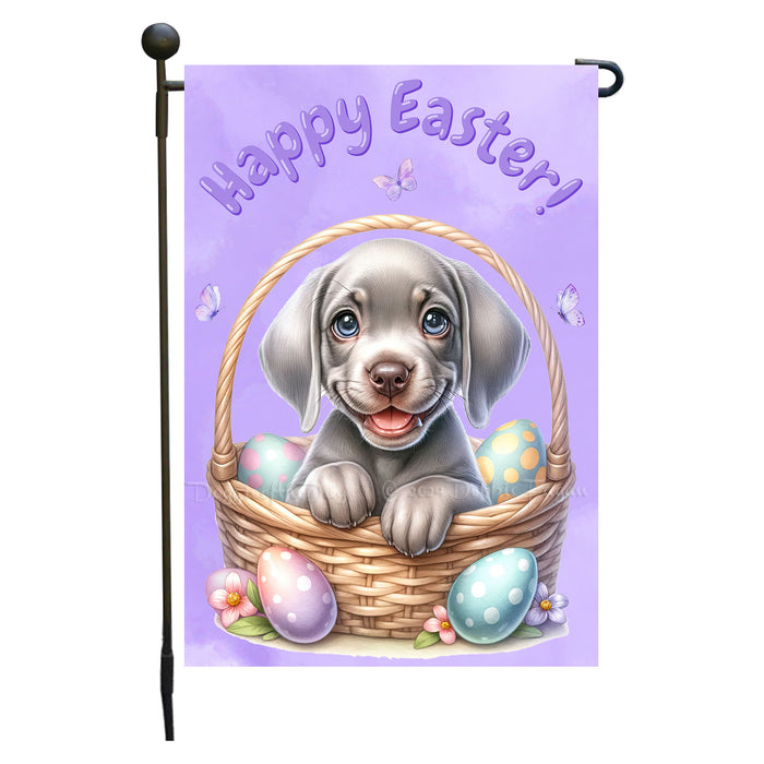 Weimaraner Dog Spring Garden Flag Easter Puppy Eggs Outdoor Yard Décor Gifts 12x18 Inch Single Side and Double Sided