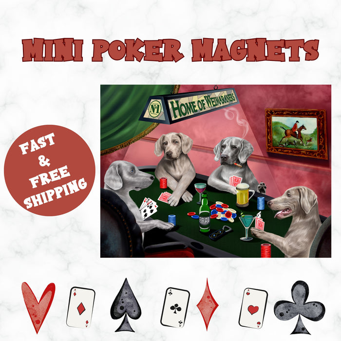 Home Of Weimaraner 4 Dogs Playing Poker Magnet Mini (3.5" x 2")