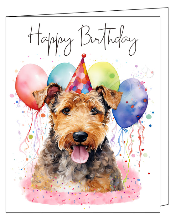 Happy Birthday Greeting Cards Welsh Terrier - Cute Note Cards for Dog Lovers - Blank Inside Envelope Included, GCHB00291