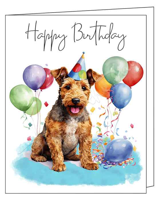 Happy Birthday Greeting Cards Welsh Terrier - Cute Note Cards for Dog Lovers - Blank Inside Envelope Included, GCHB00293