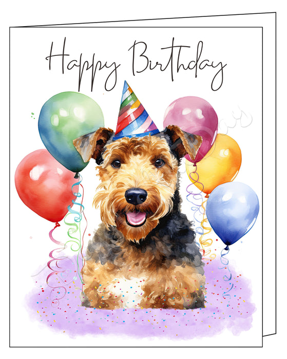 Happy Birthday Greeting Cards Welsh Terrier - Cute Note Cards for Dog Lovers - Blank Inside Envelope Included, GCHB00294