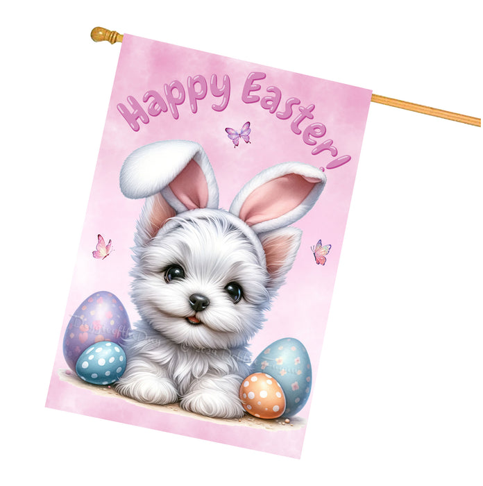 Westie Easter Dog House Flag With Eggs Spring Home Decoration Gifts for Dad 28x40 Inch Double-Sided