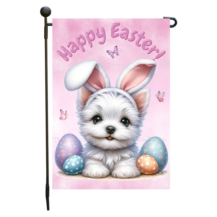 West Highland Terrier Dog Garden Flag Dog Easter Eggs Spring Outdoor Yard Décor 12x18 Inch Single Side and Double Sided