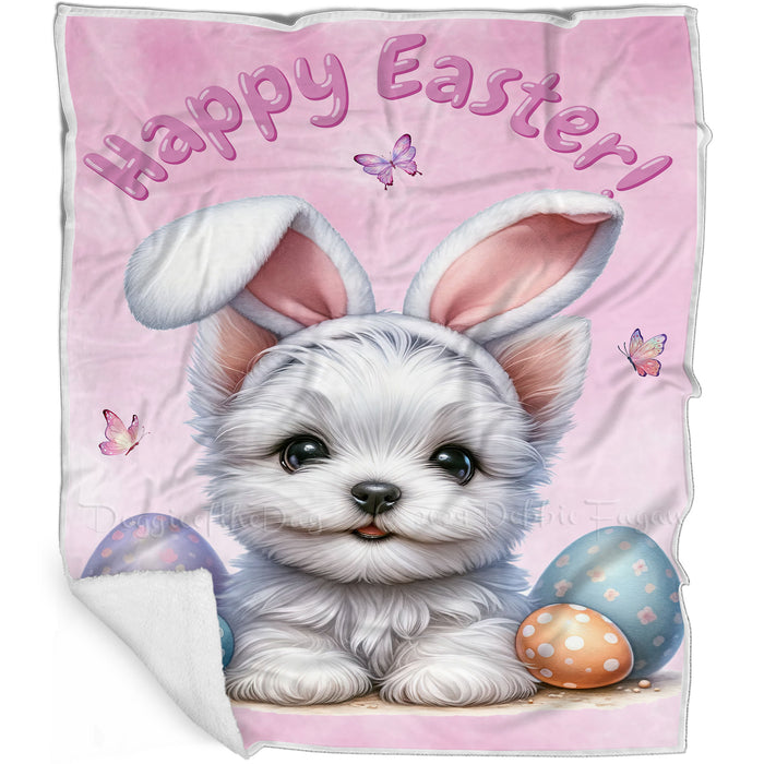 Easter Egg Hunt West Highland White Terrier  with Bunny Ears Happy Easter Holiday Blanket, EGHNTBLNKTDG00102