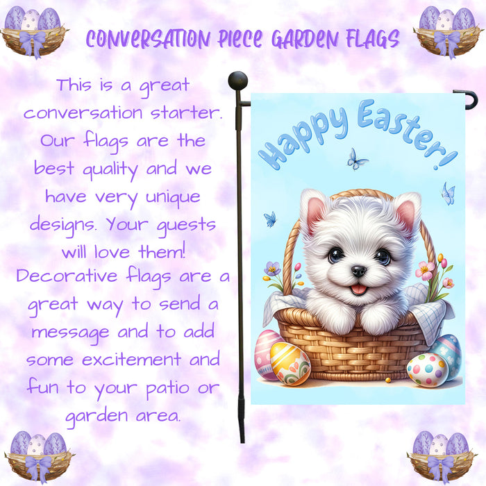 West Highland Terrier Easter Gift Garden Flag Dog Spring Outdoor Lawn Decor  12x18 Inch Single Side and Double Sided