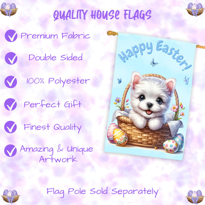 West Highland Terrier Easter Dog House Flag Spring Porch Yard Garden Decoration 28x40 Inch Double-Sided
