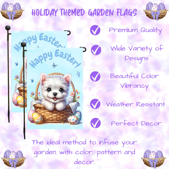West Highland Terrier Easter Gift Garden Flag Dog Spring Outdoor Lawn Decor  12x18 Inch Single Side and Double Sided