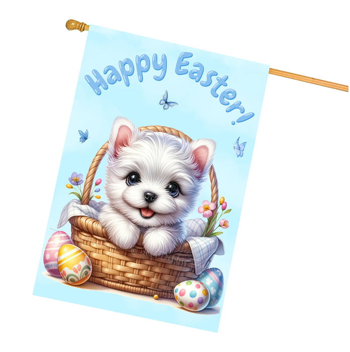 West Highland Terrier Easter Dog House Flag Spring Porch Yard Garden Decoration 28x40 Inch Double-Sided