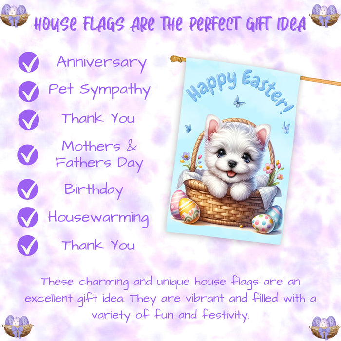 West Highland Terrier Easter Dog House Flag Spring Porch Yard Garden Decoration 28x40 Inch Double-Sided