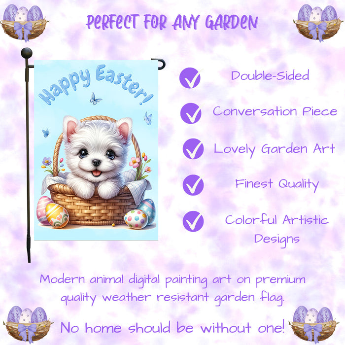 West Highland Terrier Easter Gift Garden Flag Dog Spring Outdoor Lawn Decor  12x18 Inch Single Side and Double Sided
