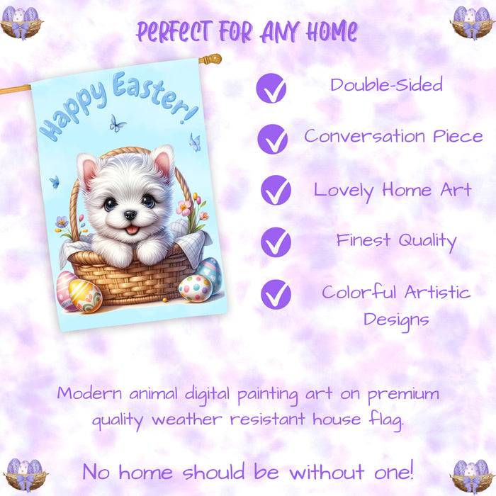 West Highland Terrier Easter Dog House Flag Spring Porch Yard Garden Decoration 28x40 Inch Double-Sided