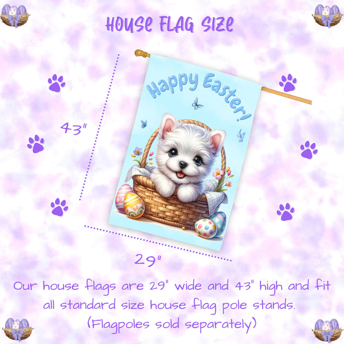 West Highland Terrier Easter Dog House Flag Spring Porch Yard Garden Decoration 28x40 Inch Double-Sided