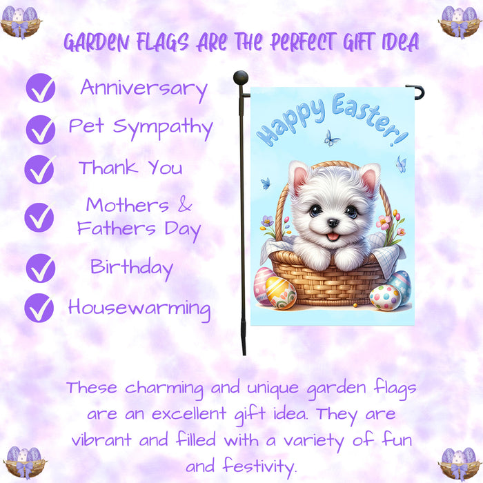 West Highland Terrier Easter Gift Garden Flag Dog Spring Outdoor Lawn Decor  12x18 Inch Single Side and Double Sided
