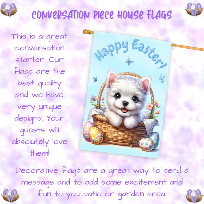 West Highland Terrier Easter Dog House Flag Spring Porch Yard Garden Decoration 28x40 Inch Double-Sided